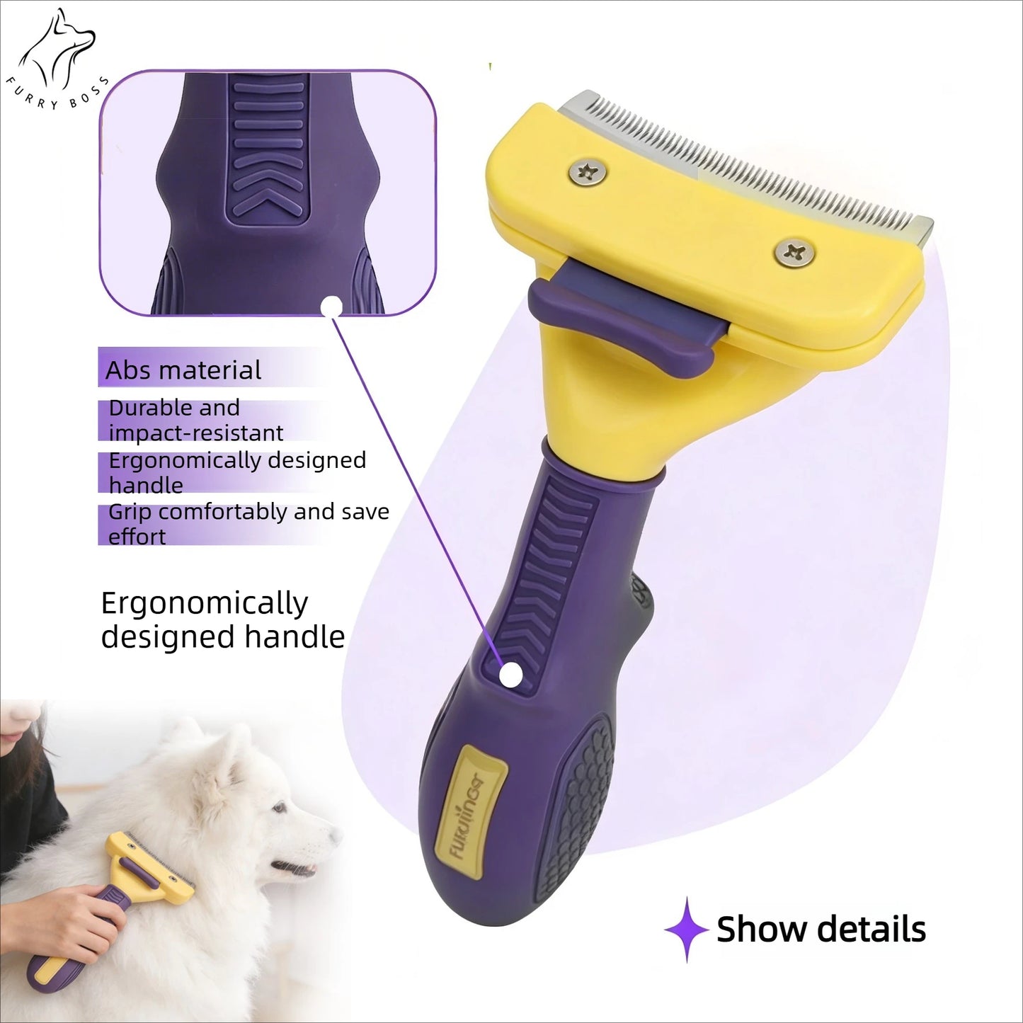 Pet Brush, Grooming Tool, Deshedding Comb, Teddy and Golden Retriever Hair Removal Brush, Pet Cleaning Supplies, Dog Brush