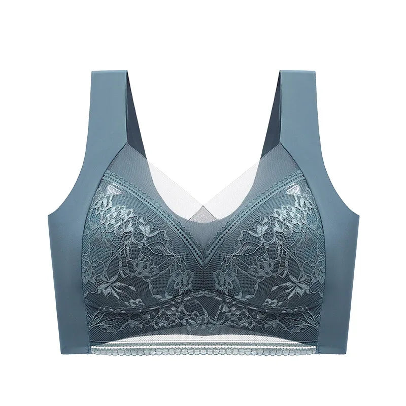 FallSweet Seamless Ice Silk Push Up Bra for Women Wireless Lace Bralette Plus Size Brassiere Summer Comfort Underwear Lingerie