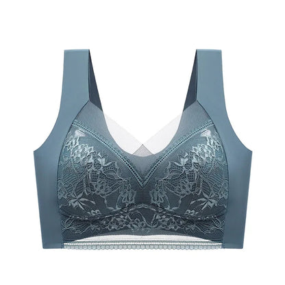 FallSweet Seamless Ice Silk Push Up Bra for Women Wireless Lace Bralette Plus Size Brassiere Summer Comfort Underwear Lingerie