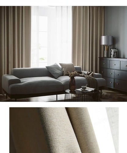 Japanese Simple Thickened Living Room Blackout Curtain Light Luxury High End Fresh Bedroom Curtains 2025 New Velvet Linen Drapes