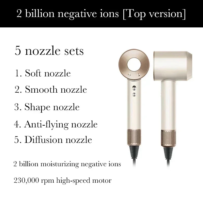 Sèche-cheveux Super Hair Dryer 220V sans balais, soin capillaire personnel, coiffage, outil à ions négatifs, programme de séchage, sèche-cheveux électrique à ions négatifs