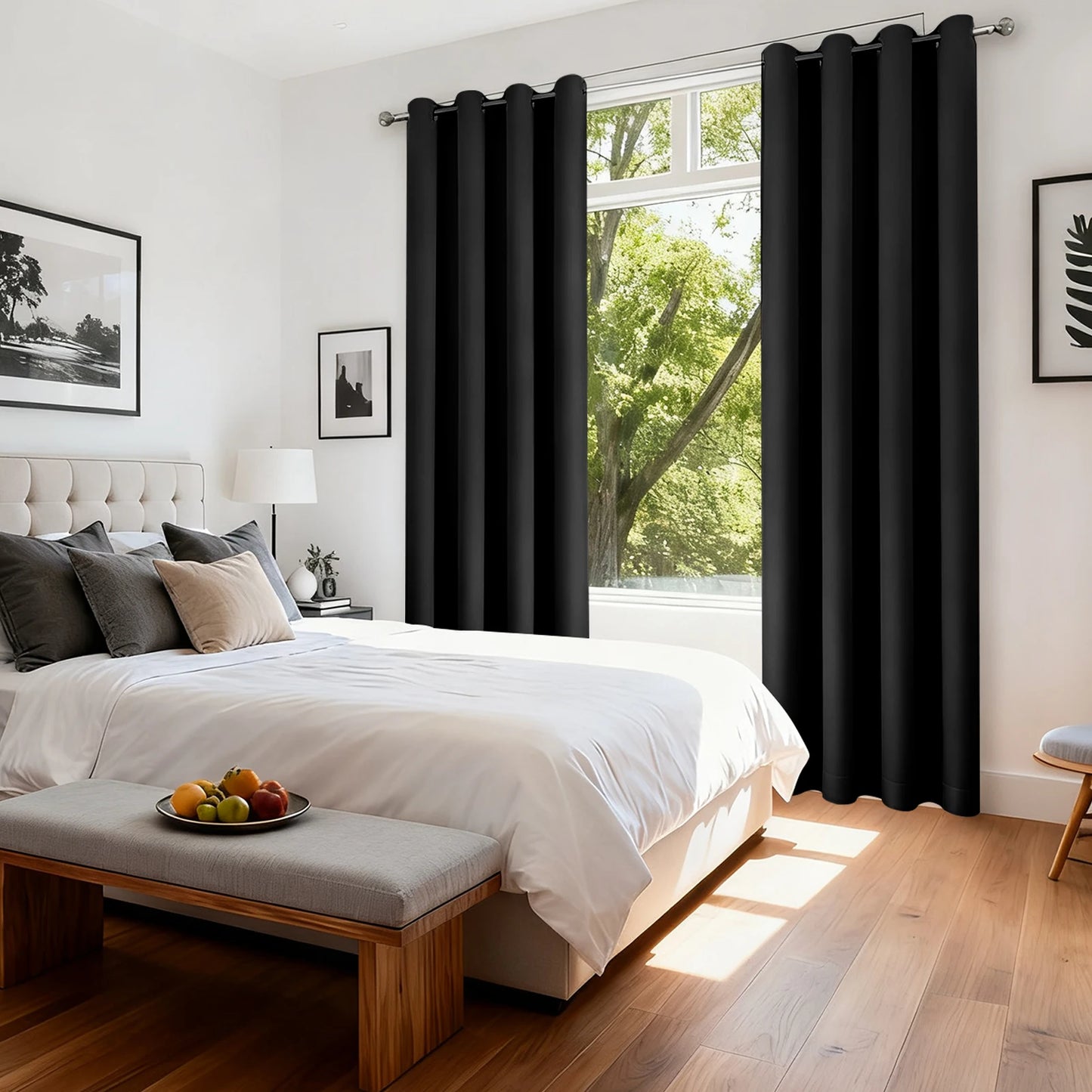 Blackout Thermal Curtains for Bedroom Drop Eyelet Curtains for Living Room Weave Textured Light Blocking Window Curtain Drapes