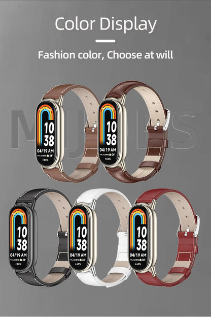 Strap for Xiaomi Mi Band 10 9 8 Bracelet Fashion Leather Replacement Wristband Miband 8 NFC Correa Mi Smart Band 8 9 Wrist Strap