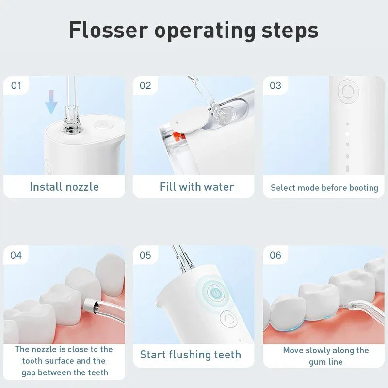 New MIJIA Portable Oral Irrigator F300 Dental Water Jet Water Flosser Teeth Whitening Bucal Tooth Cleaner Waterpulse MEO703