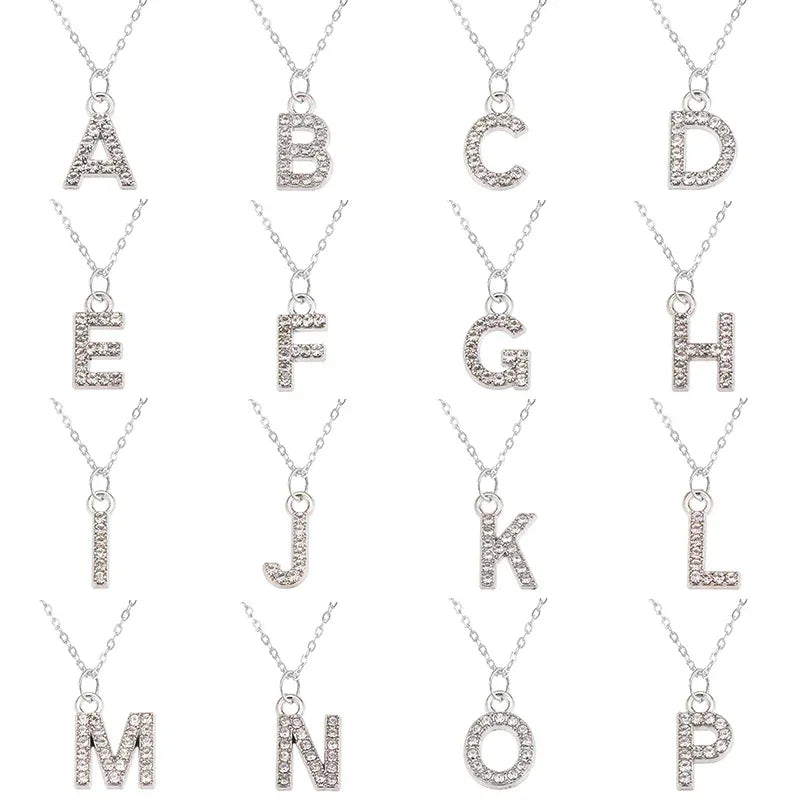Kpop Shining A-Z Letter Pendant Charm Necklace 26 Initial Alphabet Name Golden Clavicle Chain Party Valentine's Day Jewelry Gift