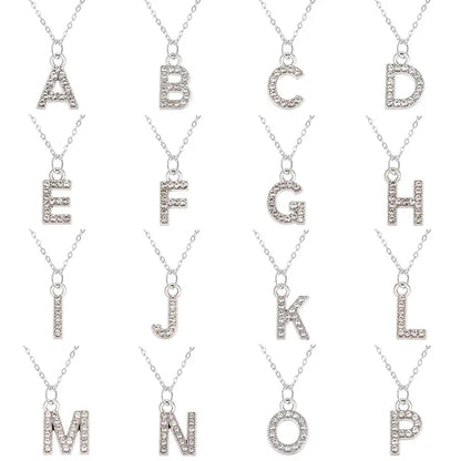 Kpop Shining A-Z Letter Pendant Charm Necklace 26 Initial Alphabet Name Golden Clavicle Chain Party Valentine's Day Jewelry Gift