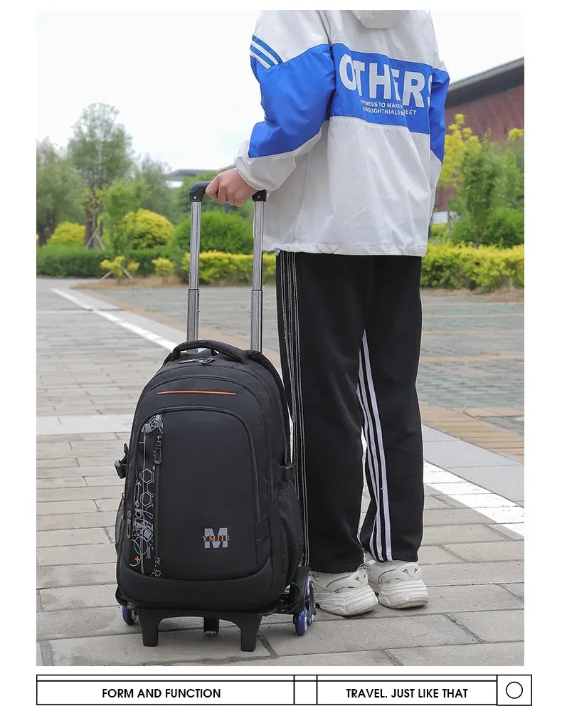 School Rolling backpack bag School Bags with wheels Student wheeled Backpacks for boys Children School Trolley Bag Waterproof