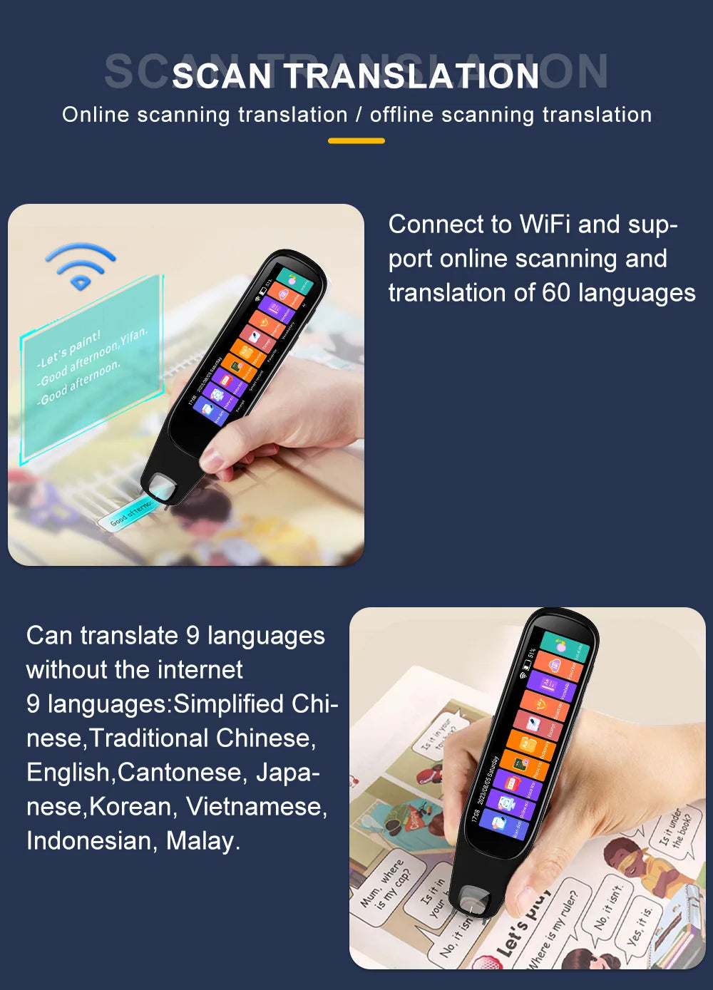 MD21 voice Translation Pen Real Time Intelligent Text Scanning Point Reading Learning Smart Voice Translator  Recording Pen