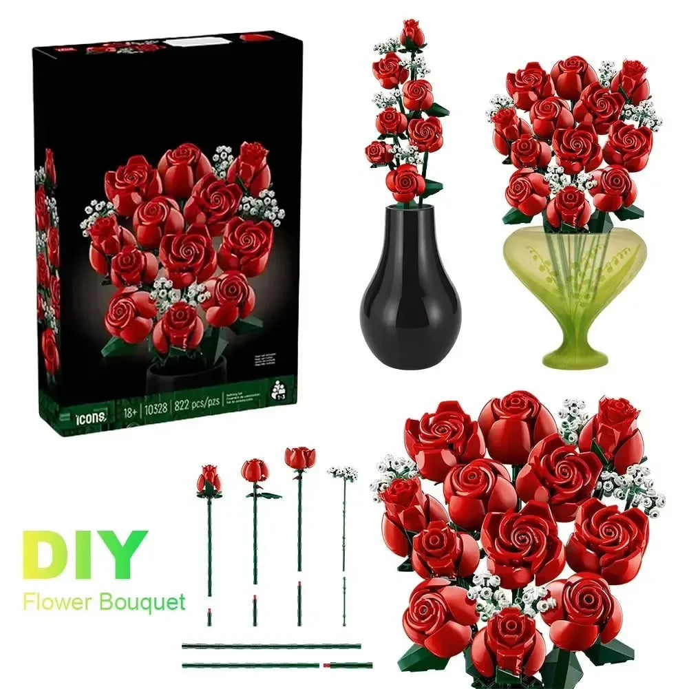 Romantic Wildflower Bouquet Flower 10313 Building Set Home Decoration Building Block Toys Valentine's Day Gift for Girlfriend