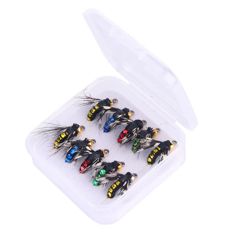 5/10pcs Brass Bead Head Fast Sinking Nymph Scud Fly Bug Worm Trout Fishing Flies Artificial Insect Fishing Bait Lure