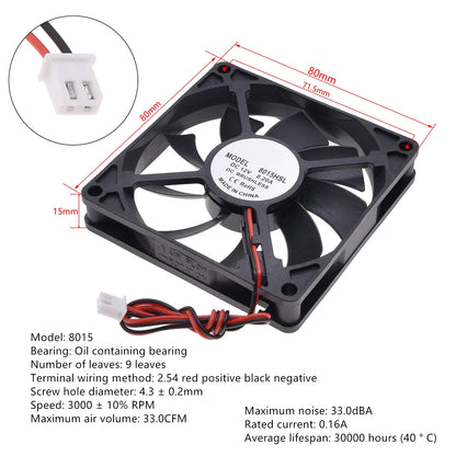 Silent DC12V Brushless Oil Content Cooling fan，for Power Supply Toy Chassis Multiple Sizes Available 2 3 4 5 6 7 8 9CM Silent