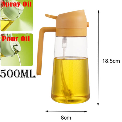 Oil Sprayer Kitchen Spray Oil Polisher 2in1 500ml Plastic Oil Sprayer Bottle Spray Dispenser Cruet BBQ Kitchen Baking Roasting