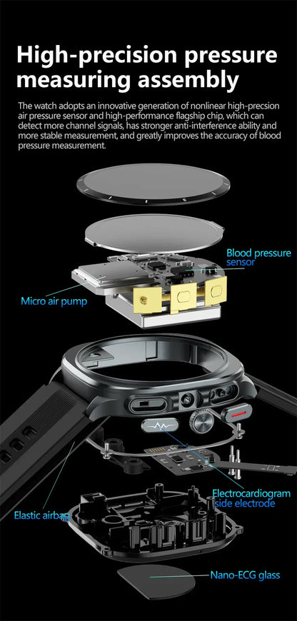 Airbag measurement Smart Watch Men ECG Air Pump Blood Pressure Blood Oxygen BT Call NFC SmartWatch For Man Android iOS upgrade