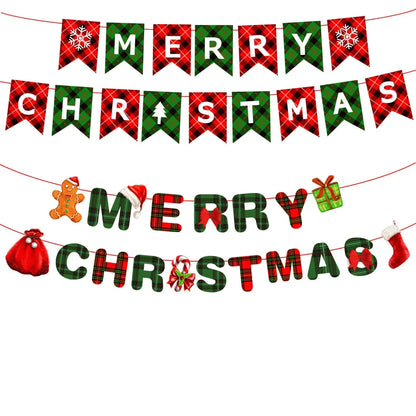 Christmas Banner Tree Ornaments Merry Decoration for Home 2025 Santa Claus Pendant Xmas Gifts New Year 2026 Flag Party Pulling
