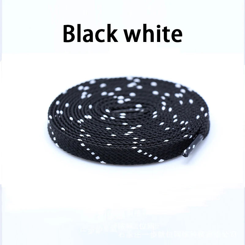 1Pair Mixed Color Shoe Laces Black and White Stripe Double Flat Shoelaces Sneakers Casual Shoes Shoelace