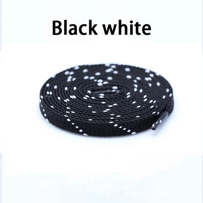1Pair Mixed Color Shoe Laces Black and White Stripe Double Flat Shoelaces Sneakers Casual Shoes Shoelace