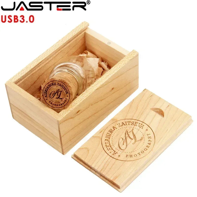 JASTER USB 3.0 U Disk Glass Drift Bottle With Cork Flash Drive Pendrive 4GB 8GB 16GB 32GB 64GB 128GB Wedding Gift (Free Logo)