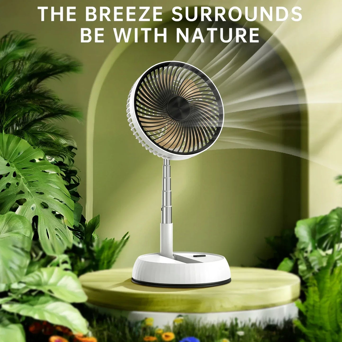 Portable Oscillating Standing Fan with Remote Controller Foldable Desk Fan Rechargeable Battery Powered Pedestal Fan for Camping