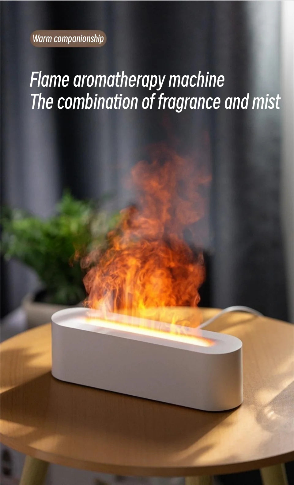 New 7 Colors Flame Lamp Air Humidifier Aromatherapy Diffuser USB Ultrasonic Cold Mist Sprayer Essential Oil Diffuser Humidifier