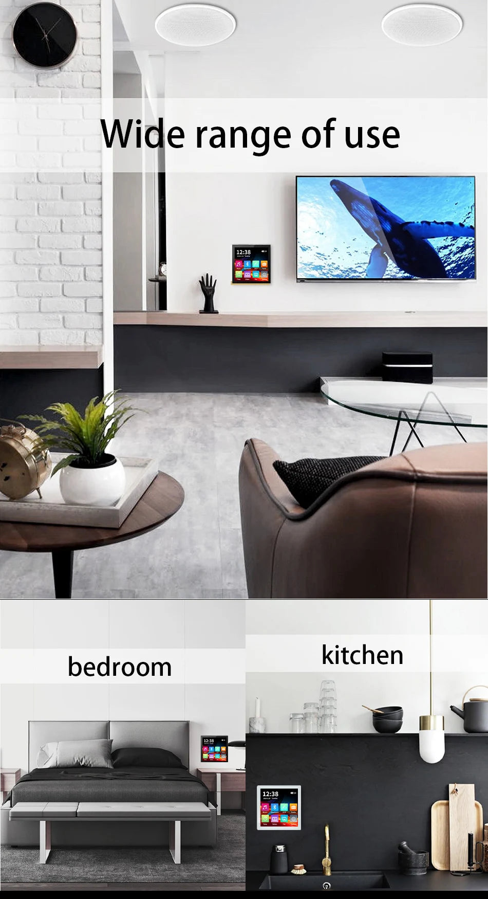 MINI touch screen TF Audio in wall amplifier home theater bluetooth control panel Background music player stereo ceiling speaker