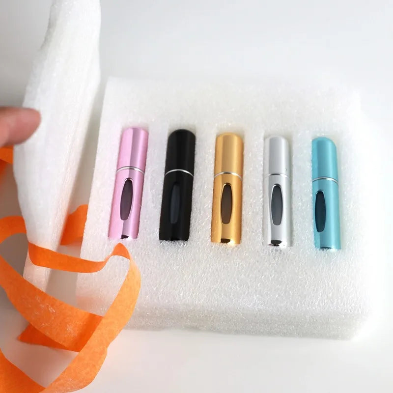 New Hot 5pcs Sets Portable 5ml Perfume Refill Bottle Refillable Spray Scent Pump Empty Atomizer Cosmetic Containers Travel Gift