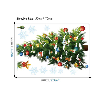 New Year Christmas Tree Wall Stickers Glass Window Home Decor Art Decals Creative 3D Living room Festival Decorations Wallpaper