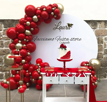 104 Pieces Ruby Red Balloon Red Garland Arch Set with Different Sizes, Suitable for Birthday, Wedding, Valentine's Day