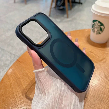 Luxury Wireless Charge Magsafe Transparent Phone Case For iPhone 11 12 13 14 15 16 Pro Max Plus Magnetic Matte Bumper Cover
