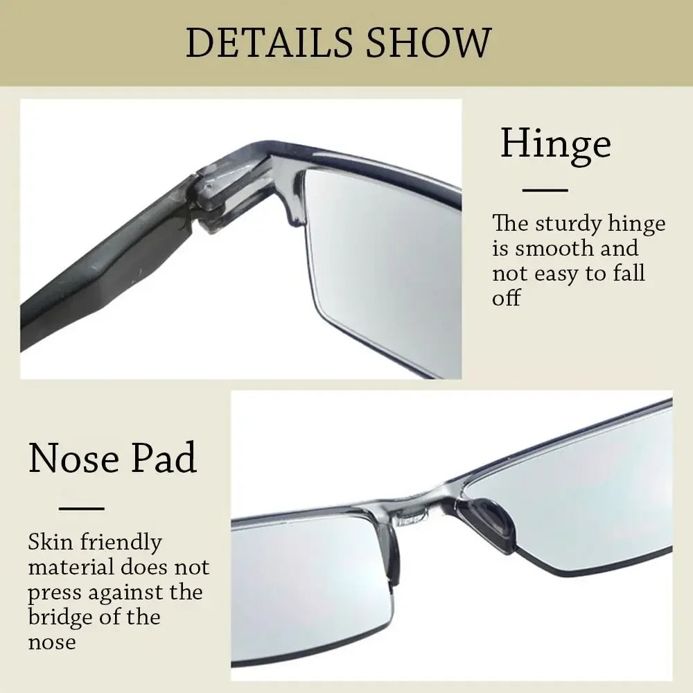 Lunettes de lecture intelligentes à zoom automatique, anti-lumière bleue, autofocus, monture demi-cerclée, vision de près et de loin, pour ordinateur