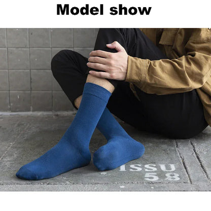 5/10 Pairs Black White Business Casual Sox Spring Autumn Warm Men's  Socks Size38-44 Long Socks Men Dress Socks Male Gifts