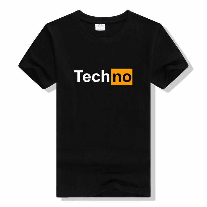 Funny T shirt men Tops Techno T-Shirt Sexy Techno Hub 2 Letter Print Cotton Sleeve Humor Style tshirt Techno short sleeve tshirt