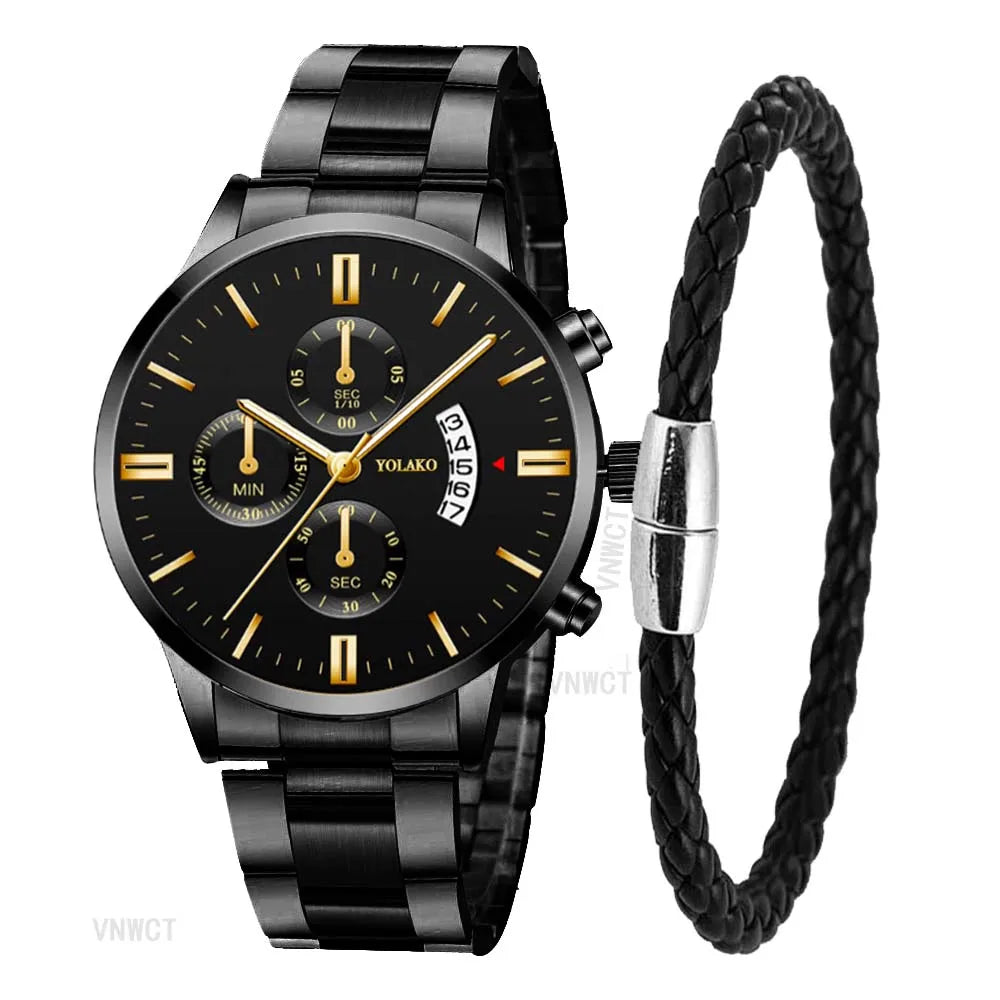 Luxury Men Stainless Steel Watch Calendar Quartz Wristwatch Business Watches Man Clock Relogio Masculino