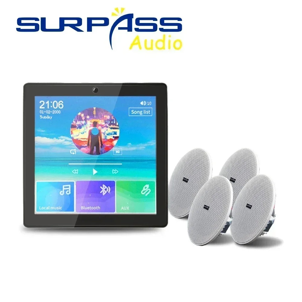 Bluetooth Wall Amplifier Smart Home Audio Mini Touch Screen 4*20W Stereo Sound Music PA System Loudspeaker Ceiling Speaker  suit