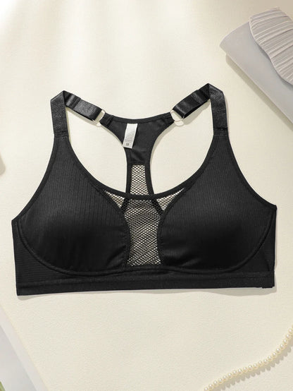 Mesh Fabric Vest-Style Bra Wireless Seamless Underwear for Women Comfortable Breathable Sports Bra Fitness Gym Workout TopYS3565