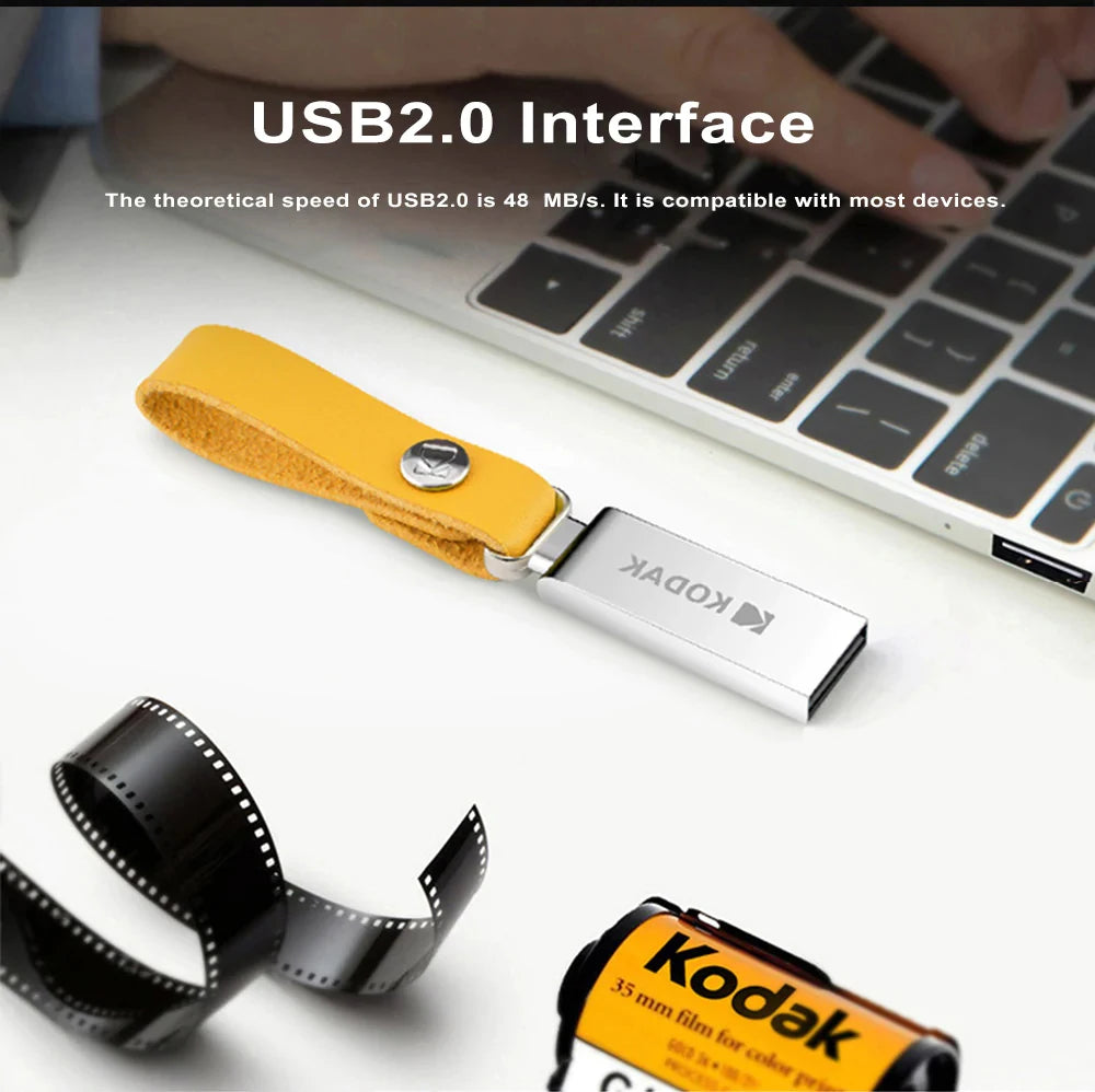 KODAK USB 2.0 Flash Drive 128GB 64GB 32GB Pen Drive Waterproof Mini Memory Stick Leather Metal U Disk