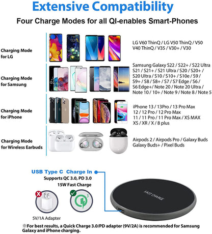 50W Wireless Charger For iPhone 14 15 16 17 Pro Xs Max Mini X Xr Induction Fast Charging Pad For Samsung S25 S26 s8 s9 s10 Note