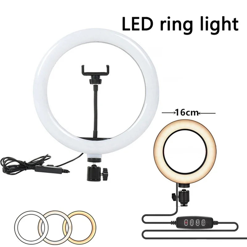 16/26/33cm LED Selfie Ring Light Dimmable LED Lamp Photography Ringlight For Phone Video Live Fill Lamp Photo Studio Ring Light