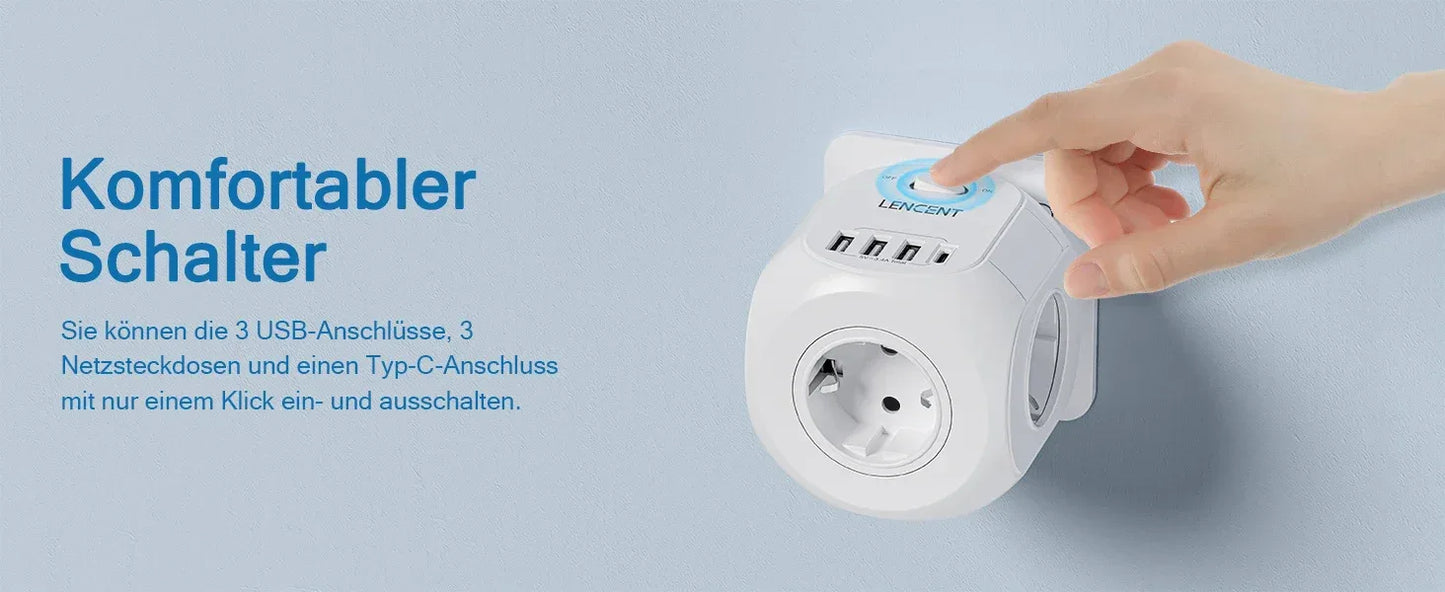 LENCENT USB Sockets dice Without Cable socket EU Socket Adapter Multiple socket EU Outlet Extender