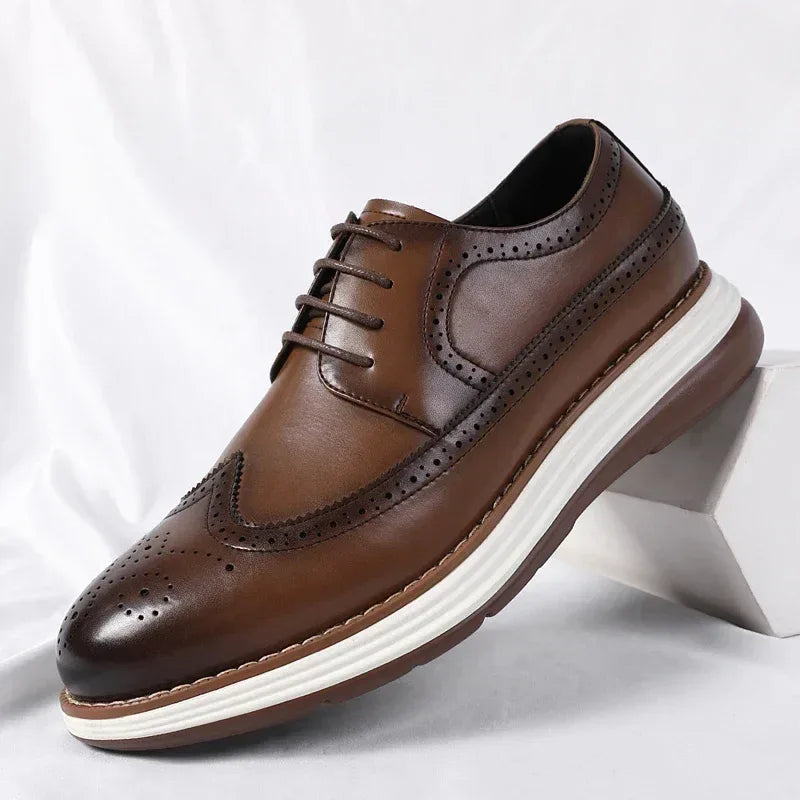 Men's Casual Leather Thick Soled Simple Walking Shoes Fashion Oxford Shoes High End British Style Office Business Dress Shoes