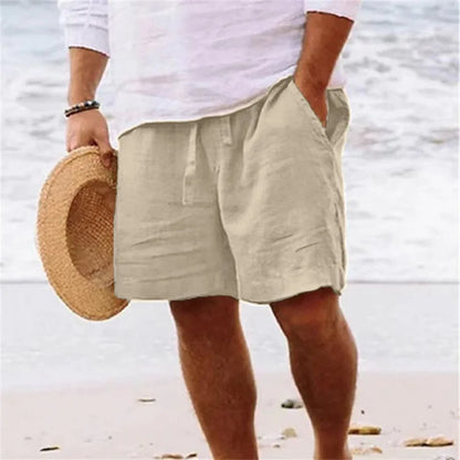 2025 Linen fabric summer Sports Shorts Men Beaching Shorts pocket Bodybuilding Sweatpants Fitness Jogger Running Gyms Men Shorts