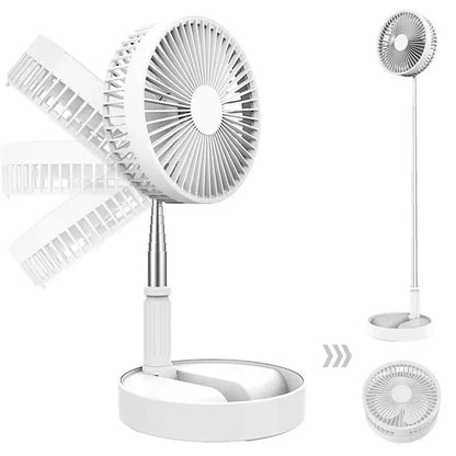 Foldable Telescopic Wireless Portable Desk Fan Usb Rechargeable Built-In Battery Oscillating Standing Air Cooling Fan