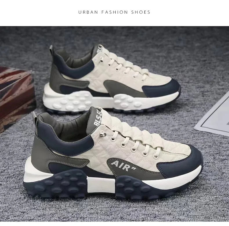 Men's Breathable Low-Top Dad Shoes with Thick Sole Comfortable Running Sneakers Korean Style Spring Season Sport Shoes