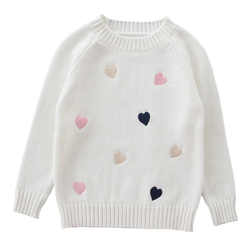 Pull d'automne-hiver pour filles, motif mignon amoureux, pull tricoté en polaire épaisse et chaude