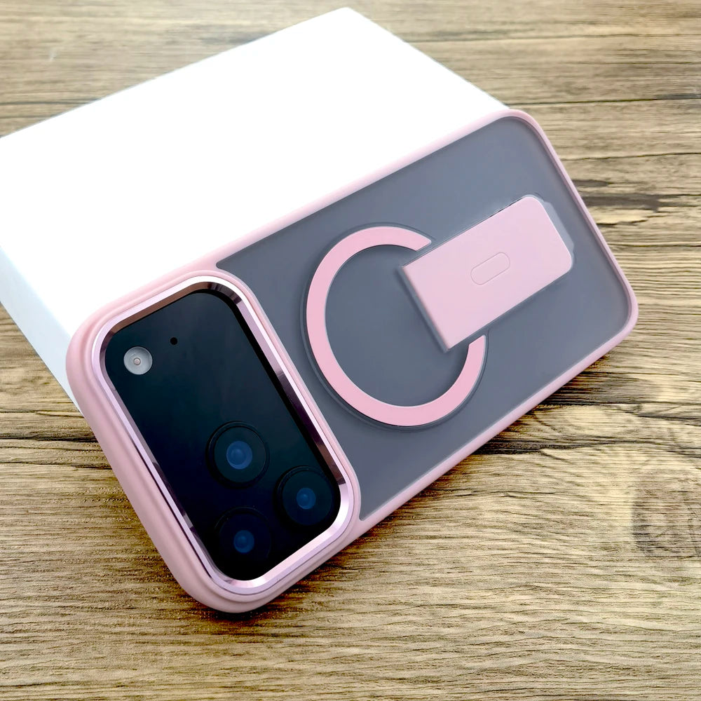 Shockproof Armor Matte Case For iPhone 17 16E 16 15 14 13 12 11 Pro Max Air 17Pro Magsafe Wireless Charge With Stand Full Covers