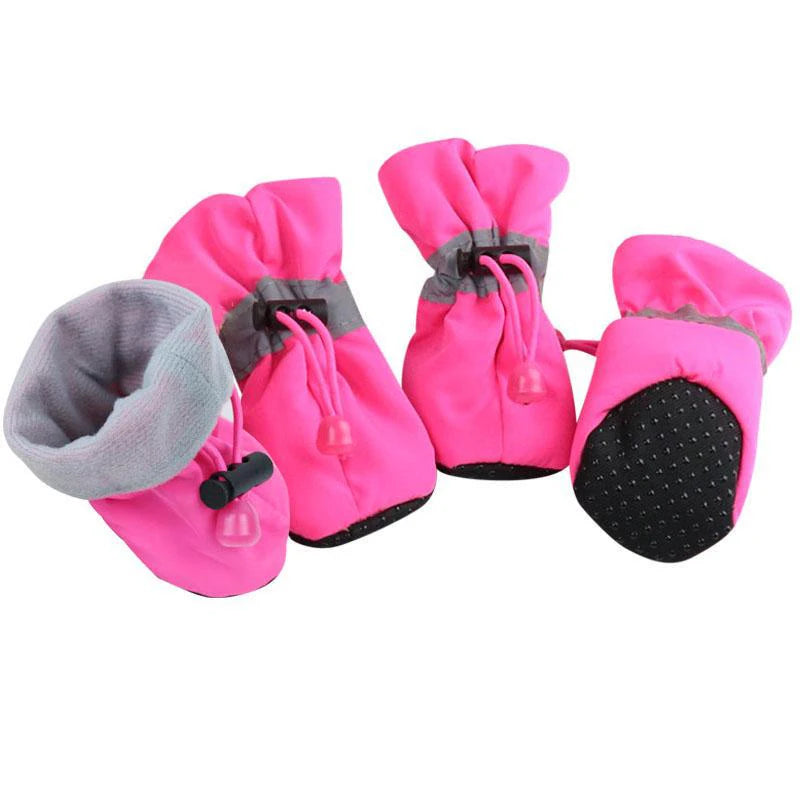 4pcs Antiskid Puppy Shoes Waterproof Winter Pet Dog Anti-slip Rain Snow Boots Footwear Thick Warm For Prewalkers Socks Booties