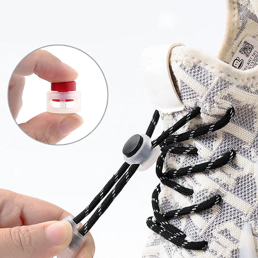 1 Pair Lazy Laces Elastic For Sneakers Snap Lock Shoelaces Without Ties Suitable For Children And Adults Round Shoelace Artifact by PDG ibma