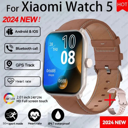 Global Upgrade Version Watch 5 HD AMOLED Display Screen Heart Rate Bluetooth Call GPS Track Waterproof Sports Men Smart Watch