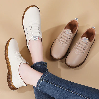100% cowhide Women's Leather shoes New large size casual sports shoes Fashion  Lightness Women's vulcanized shoes sneakers
