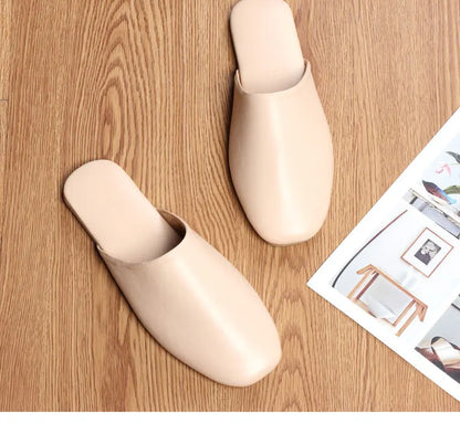Sheepskin Genuine Leather Slippers Women Non-Slip Waterproof Slides Unsex Indoor Outdoor Home Shoes