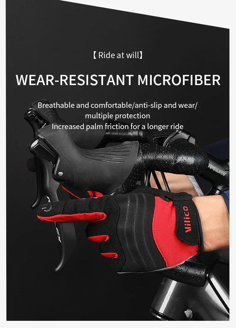 Vilico Outdoor Mountaineering Hiking and Cycling Gloves for Men and Women With Thickened Shock Absorbers Breathable and Non Slip